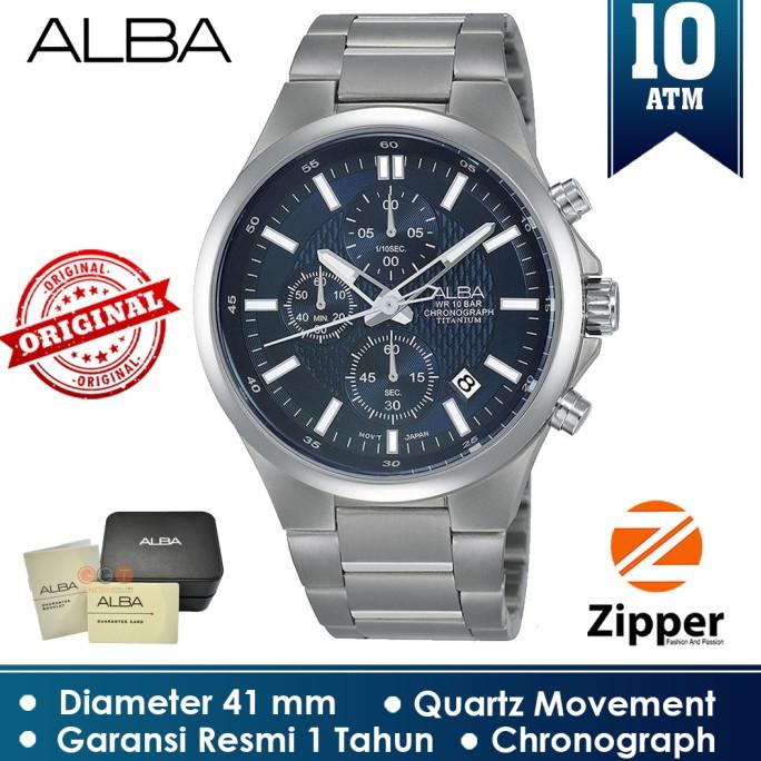 Alba AM3519X1 Jam Tangan Analog Pria Titanium Strap - Black