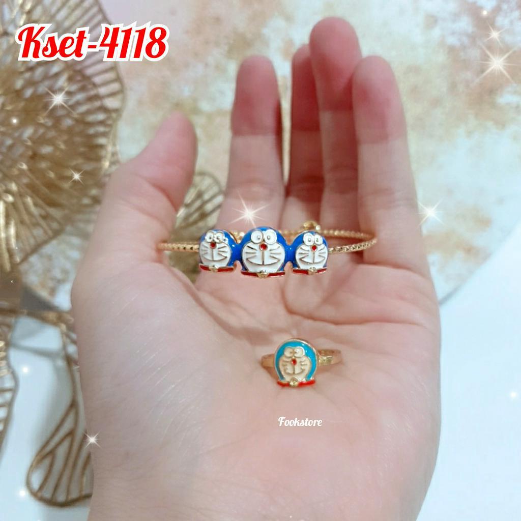 SET GELANG CINCIN ANAK MOTIF KARTUN DORAEMON/KSET-4118