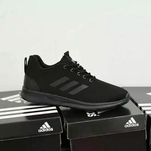 HOLLXMALL [SHOPEE12.12] | SEPATU HITAM POLOS ADIDAS FULLBLACK FULL BLACK SEKOLAH KERJA JALAN