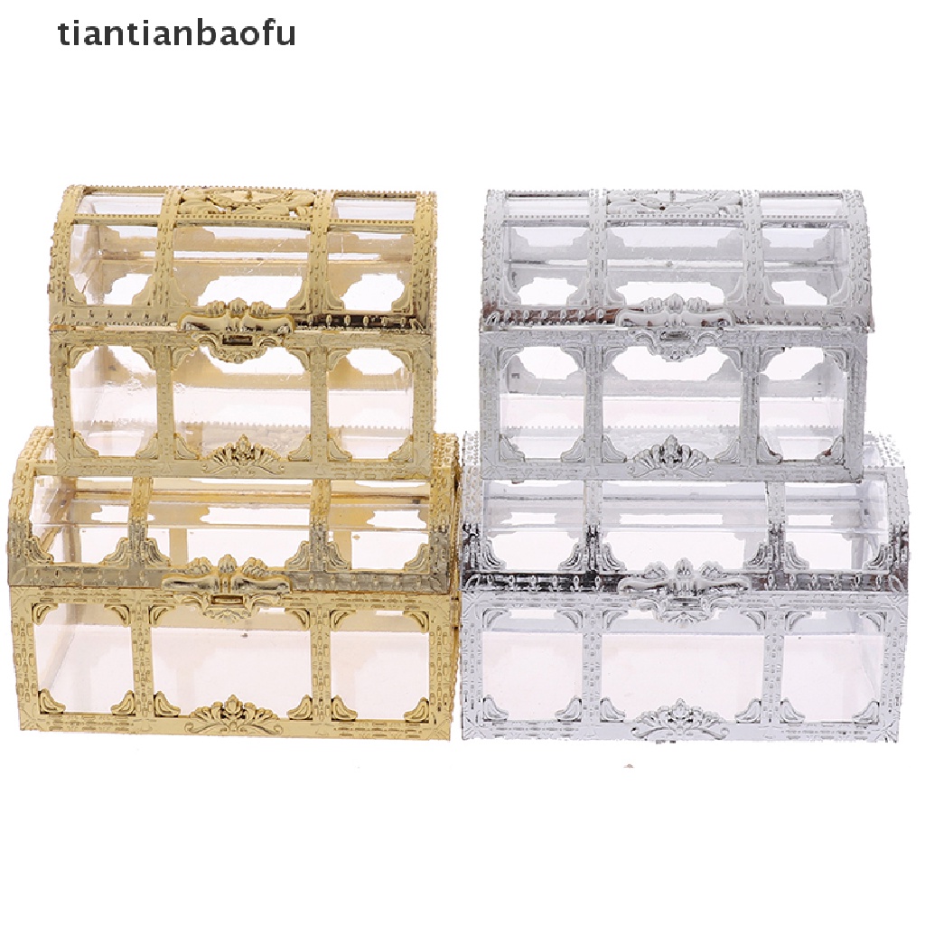 [tiantianbaofu] 1PC Portable Candy Hollow Gold Silver Treasure Chest Case Organizer Storage Box Boutique