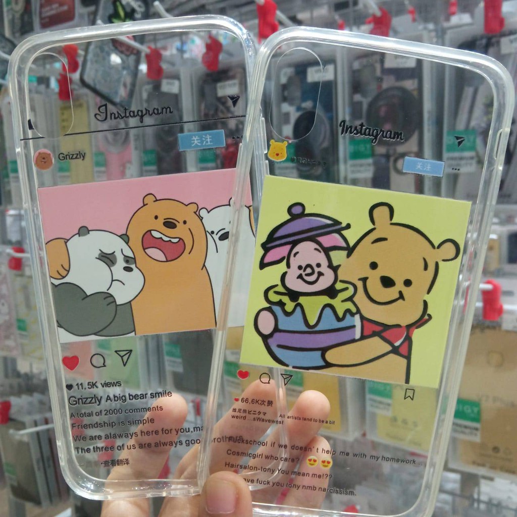Case Fuze Glass Model Kartun Iphone 6 plus 7 8 plus XR Case Karakter untuk cewek