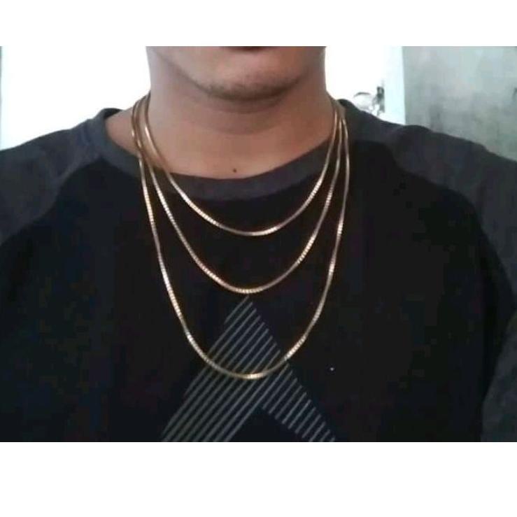 {Cd31au22ž} KALUNG MILANO KACA LAPIS EMAS LEBAR 2 MILI ROSE GOLD PENGKAIT KALUNG MODEL S