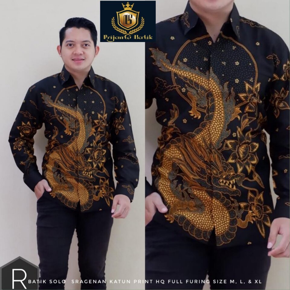 Kemeja batik pria lengan panjang motif Naga / batik pria terbaru 2022 / batik pria moderen motif naga coklat / kemeja batik kerja terbaru / kemeja batik pria lengan panjang lapis furing / batik naga bulan