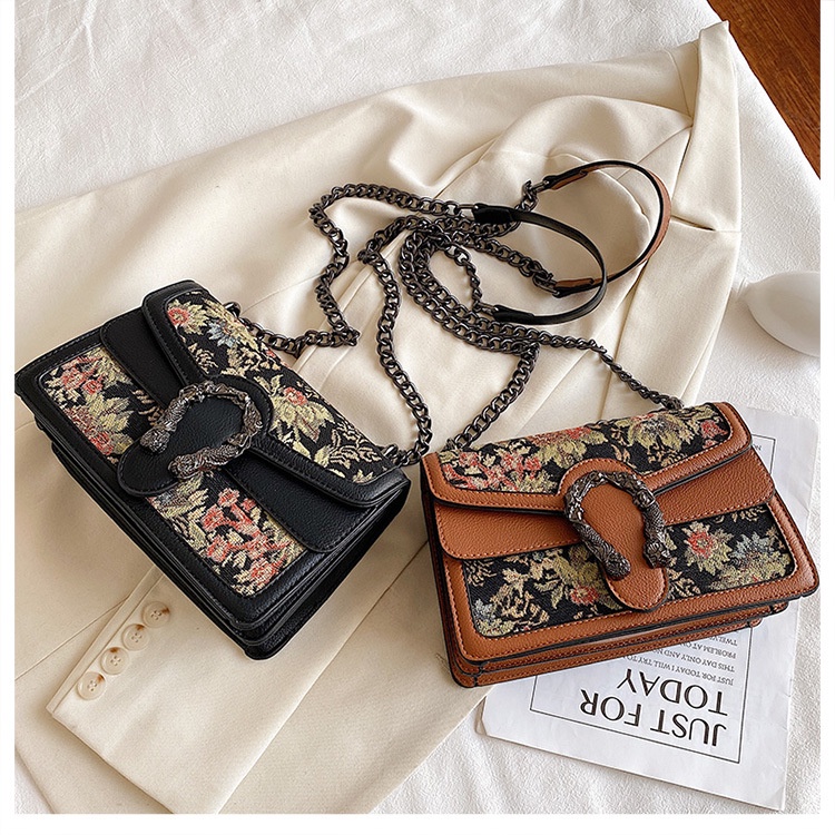 BJ31982 - BLACK/BROWN FLOWER/LEOPARD - TAS SLEMPANG WANITA FASHION IMPORT MODIS ELEGAN TERMURAH TERLARIS TERBARU BAGSTORE JAKARTA TAS BATAM LT1982 BQ3425 EL5460 GT1952 CR7829