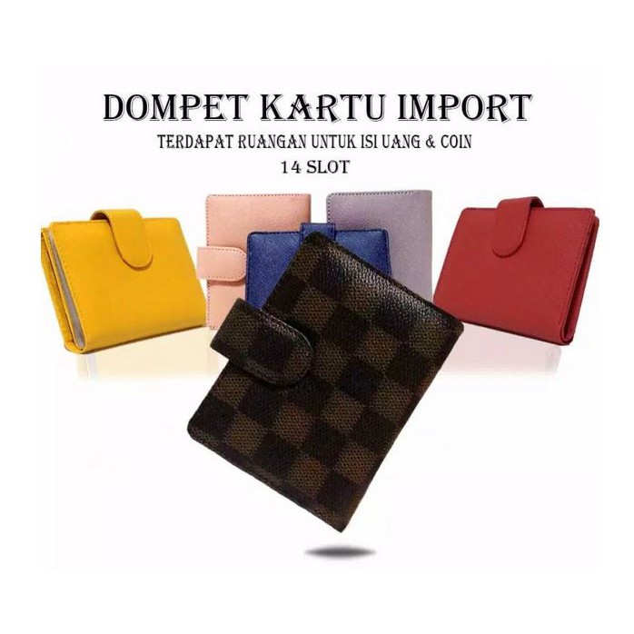 DOMPET TEMPAT KARTU ATM 14SLOT KANCING DOMPET UANG IMPORT MURAH BAGUS