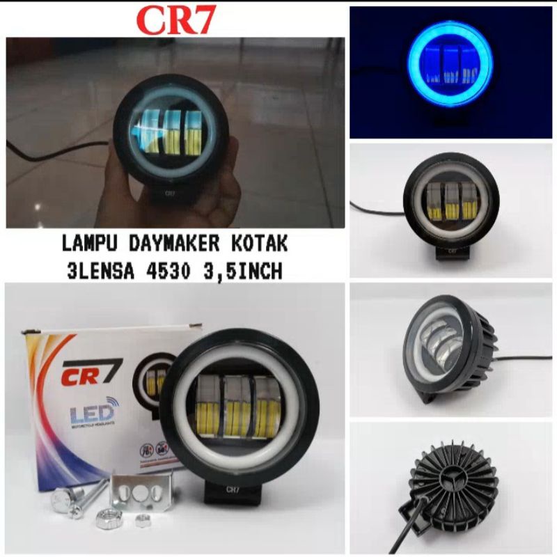 lampu depan tembak bulat flash model 3 led daymeker ring mini universal