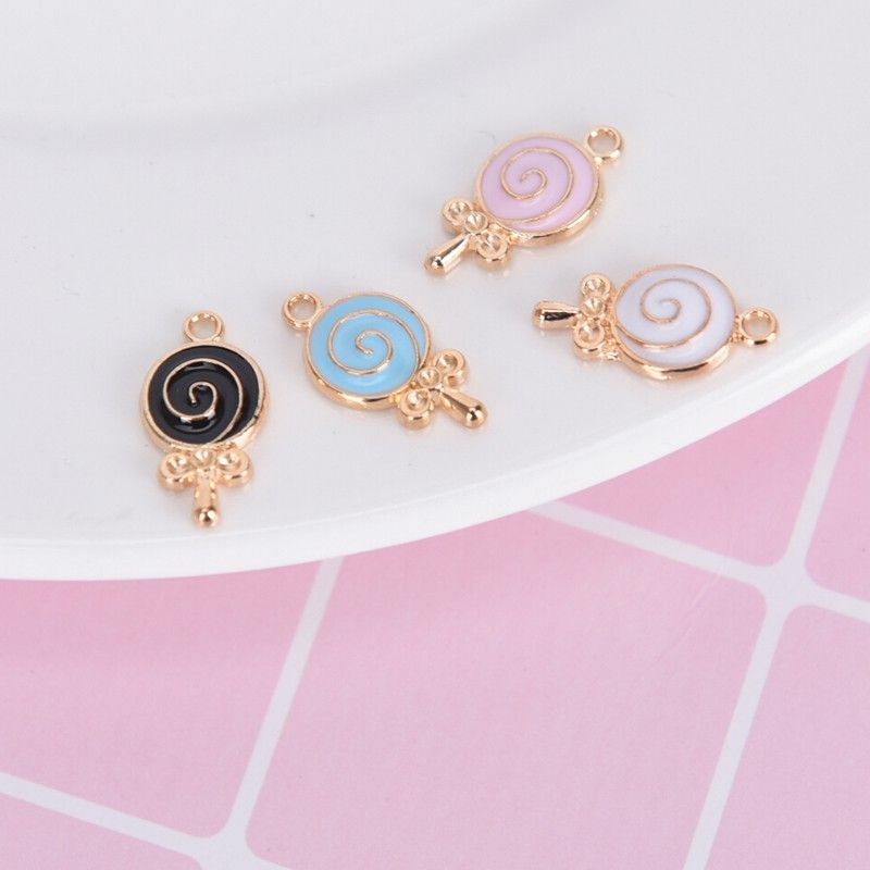 Charm Bandul Permen Lollipop Lolipop Bahan Alloy Enamel Liontin Kalung Gelang Craft DIY Aksesoris