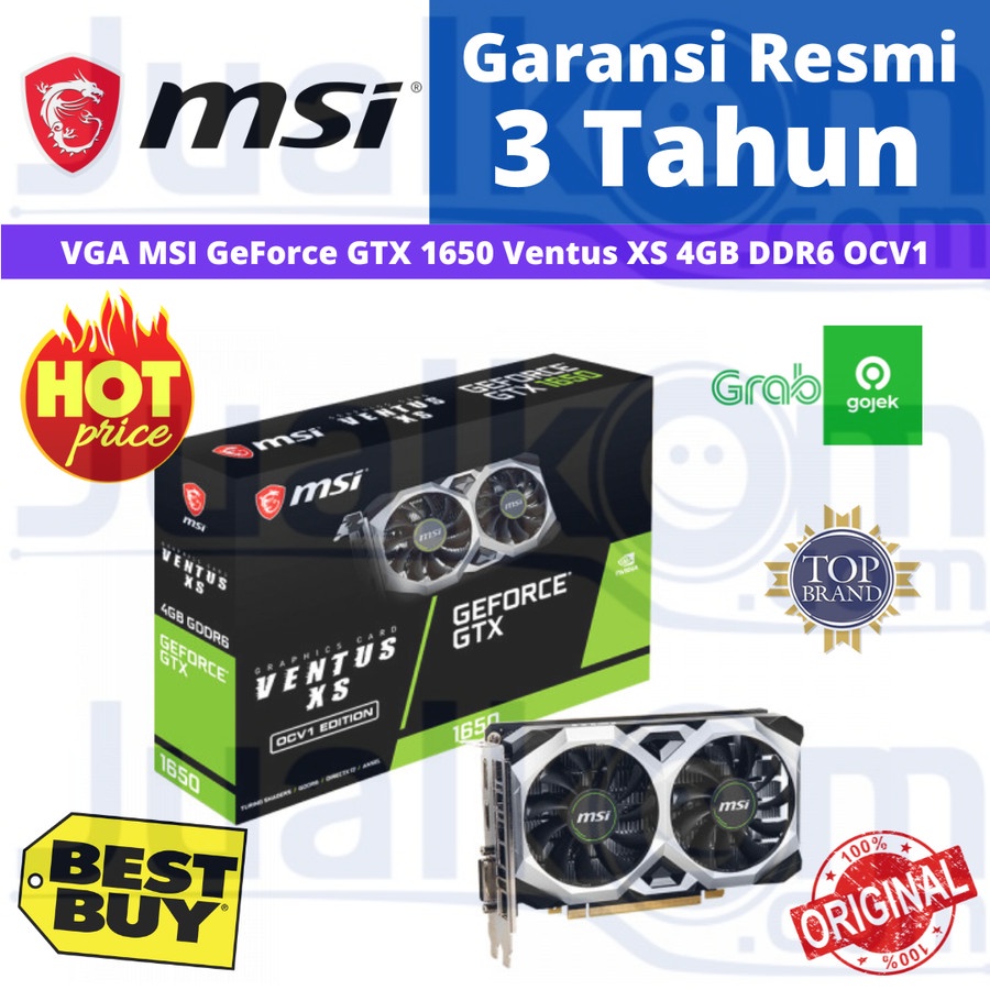 VGA MSI GEFORCE GTX 1650 VENTUS XS 4GB DDR6 OCV1 GTX1650 RESMI