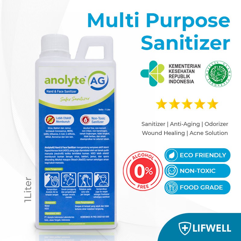 ANOLYTE AG Sanitizer 1 Liter ( HOCl ). Hand Sanitizer Cair Food Grade. Hand Sanitizer Refill Spray.