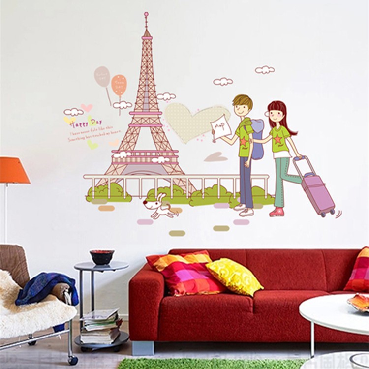 RELIZA Wall Sticker / Stiker Dinding COUPLE N EIFFEL IN LOVE PARIS AY7201