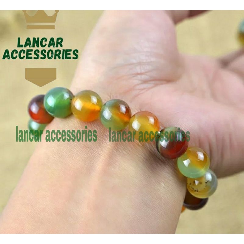 COD✅ Gelang Batu Akik Endong Panca Warna Asli Natural 10 mm