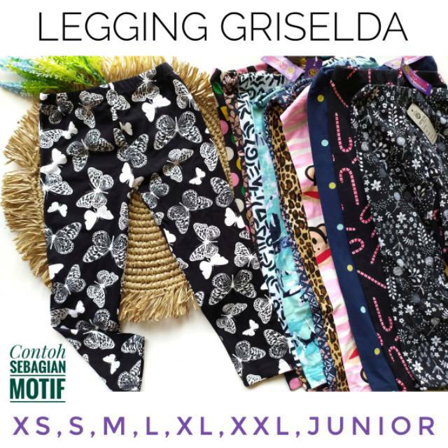 ~PROMO~ Celana Legging Anak  1-10 th Keatas Motif &amp; Polos Size XS S M L XL XXL Junior