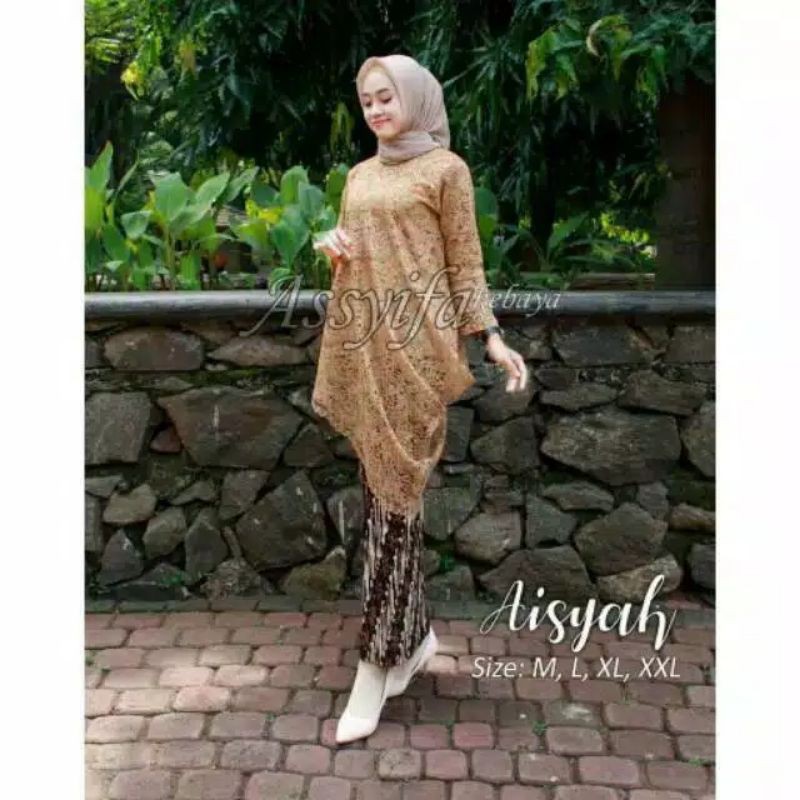 SETELAN KEBAYA TUNIK / KEBAYA MODERN / TUNIK BRUKAT MODERN /KEBAYA TUNIK MIRING