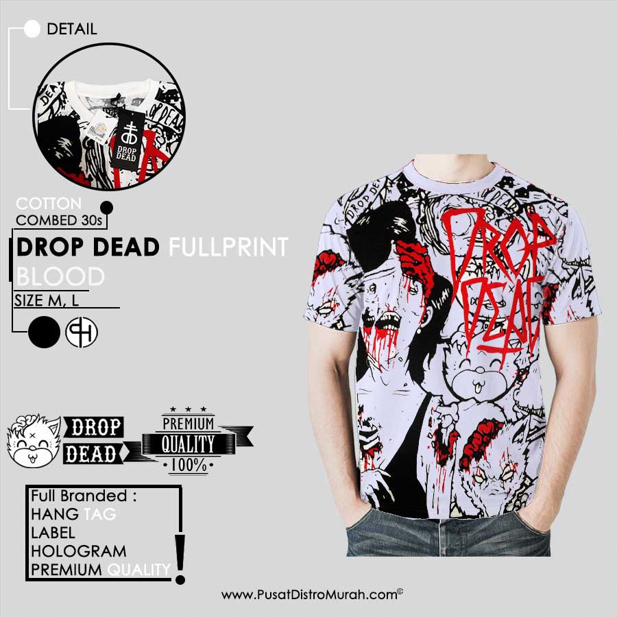 Kaos Distro Surfing Drop Dead Fullprint Blood Dropdead Grade Original Premium