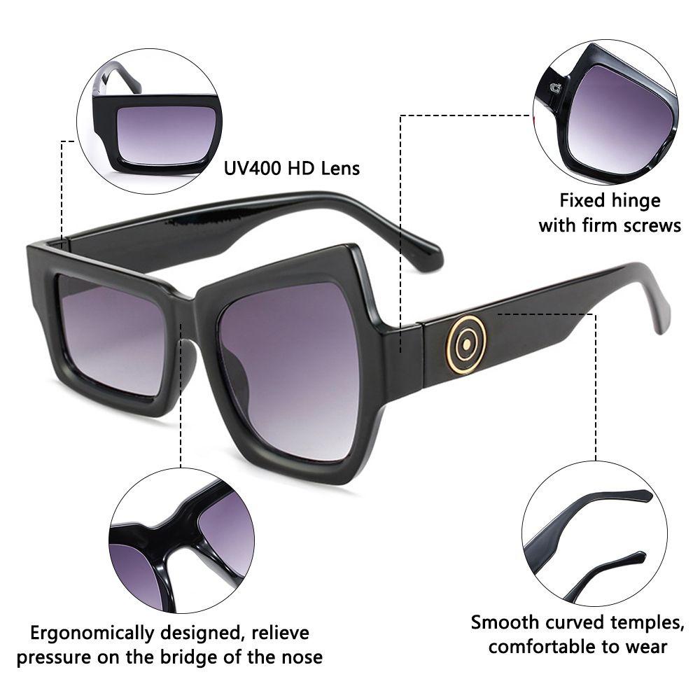 R-FLOWER Kacamata Hitam Punk Pria Geometri Unik UV400 Eyewear Sun Glasses