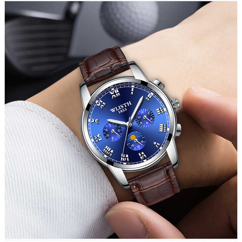 SALE Jam Tangan Pria Import Wlisth S509 Strap Leather Original