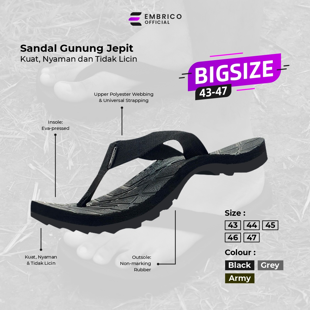 Sandal Gunung Embrico Sendal Pria Jumbo Sandal Pria Outdoor Sandal Jepit Gunung Sandal Gunung Jumbo 