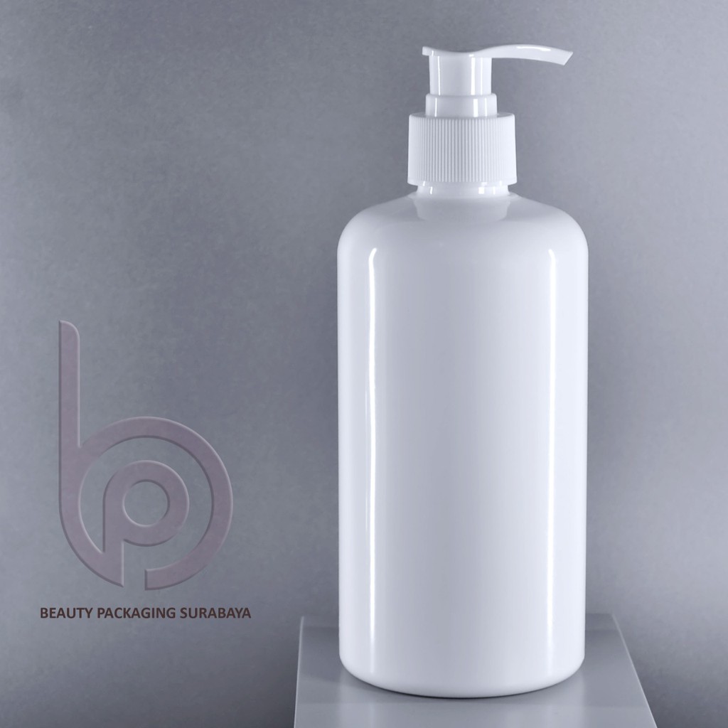 Botol Plastik PET 500ml BR neck 28mm Putih Tebal Tutup Pump Lotion