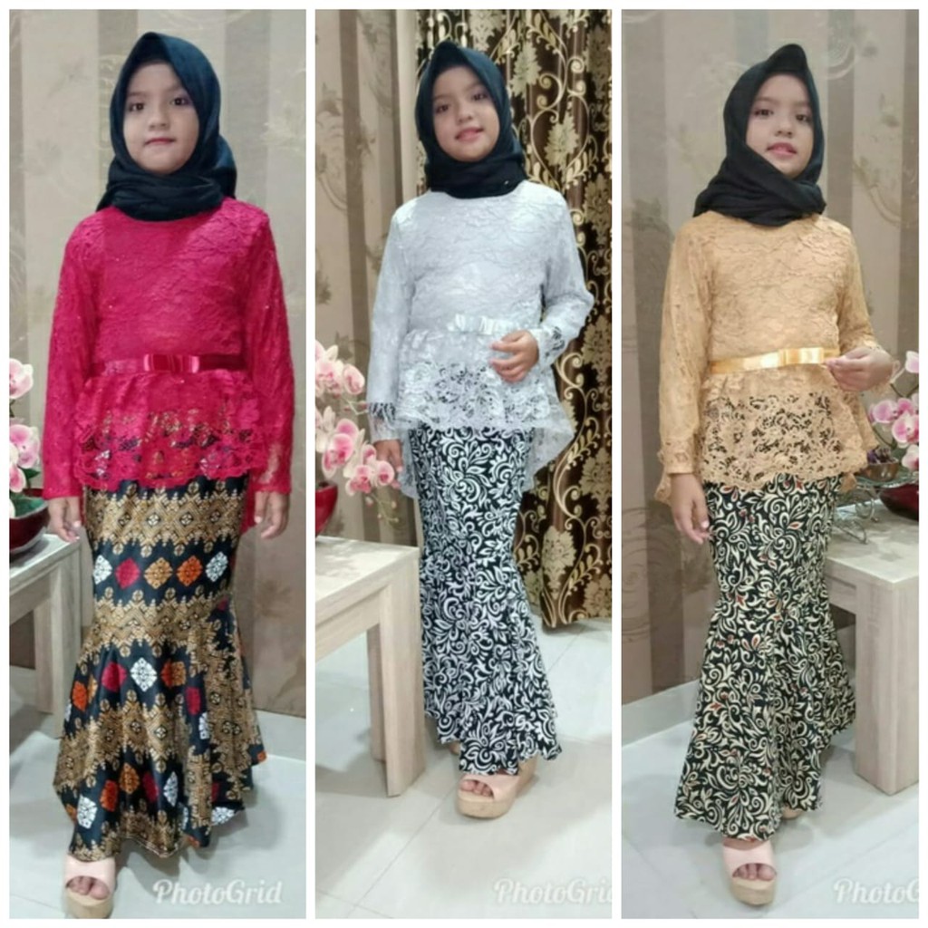 Setela Kebaya Aurora Anak/set kebaya anak/kebaya pinguin anak/Set kebaya aurora anak/kebaya aurora