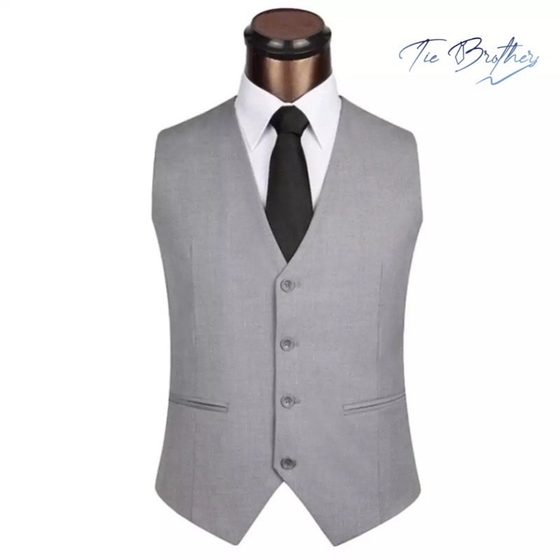 vest rompi jas dalaman jas pesta formal pria dewasa abu grey ready stock