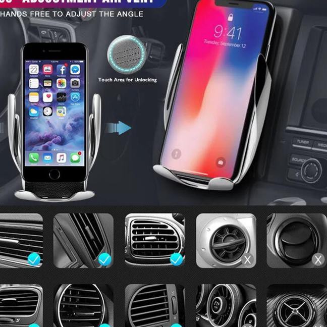 Big Sale.. [BTS] WIRELESS CHARGER AUTOMATIC CLAMPING CAR CHARGER MOBIL DUDUKAN HP