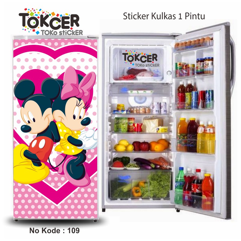 Stiker Kulkas 1 Pintu dan 2 Pintu Mickey dan Minnie