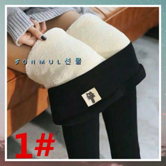 IMPORT READY STOCK WOMAN WINTER WOOL THERMAL LEGGING PANTS CELANA PANJANG WANITA LAPIS BULU DOMBA