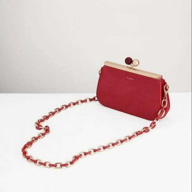 Pedro Kiss Lock Leather Bag with Lizard Effect