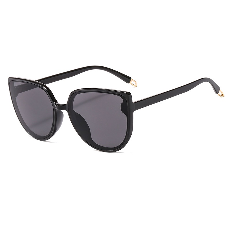 (YUZHU) INS Style Personality Cat Eye Sunglasses Milk Tea Color Sunglasses Oversized Frame UV Protection Sunglasses Women