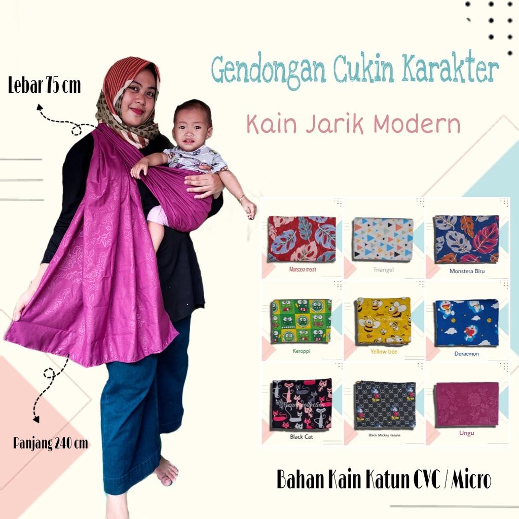 gendongan bayi jarik/cukin simple dan stylist ukuran 75×240