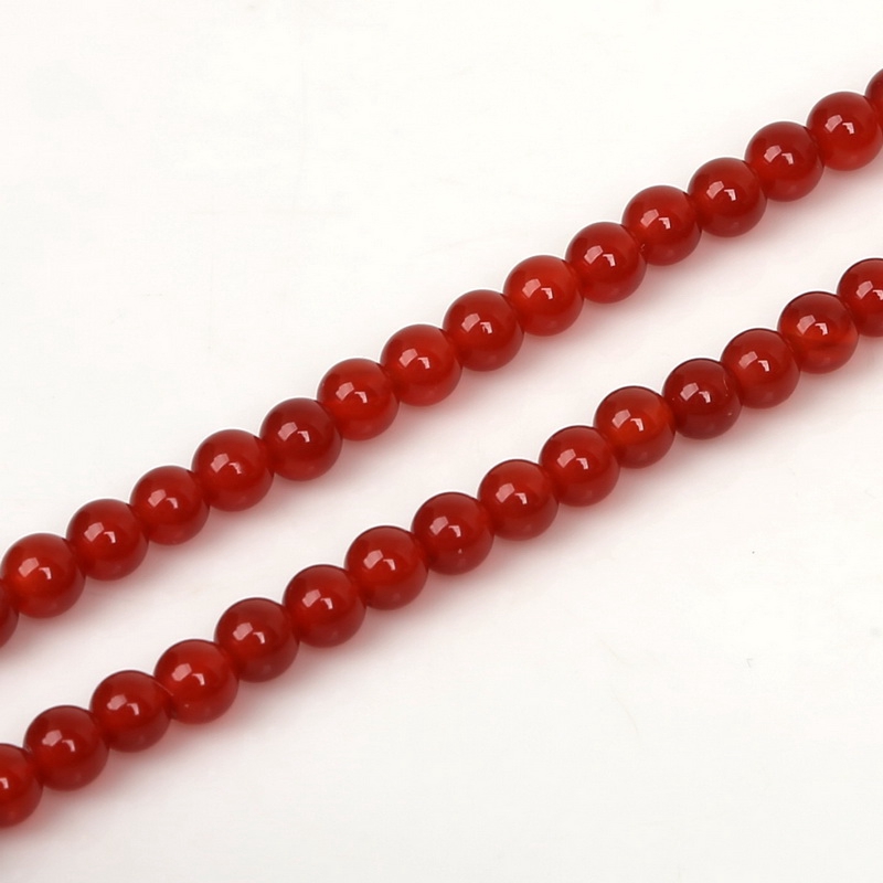 Manik-Manik Batu Carnelian Agate Merah Bulat Ukuran 3 4 6 8 10 12mm Untuk Membuat Perhiasan Gelang Kalung