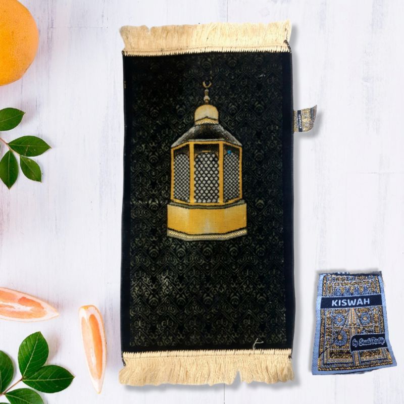 sajadah anak mini hitam turky halus lembut tebal halus premium ukuran 35×60cm