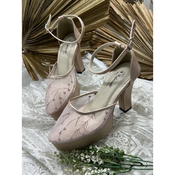 sepatu wanita rosegold tali 10cm