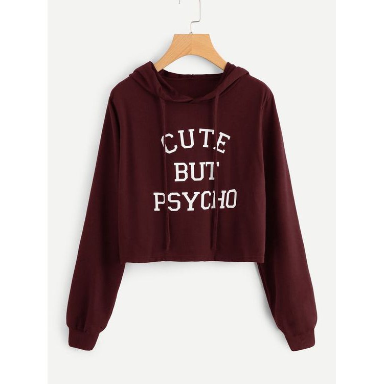 Bess - Sweater Hoodie Crop Murah / Sweater Hoodie Crop CUTE BUT PSYCO