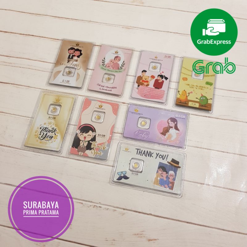 LM Emas Hartadinata Abadi Gift Series 0,1 / 0.1 gr gram Welcome Baby Born It's a Boy Girl Thank You 