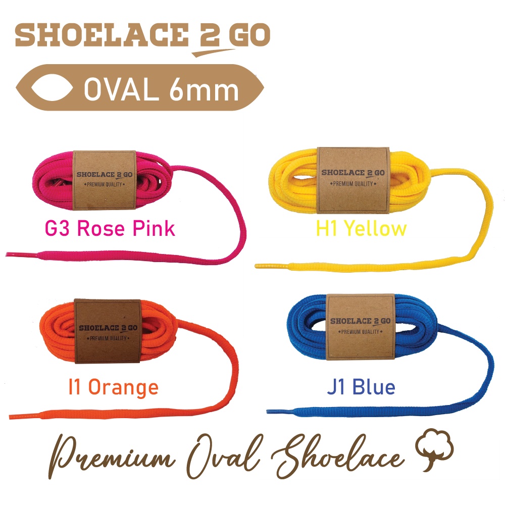 SHOELACE 2 GO PREMIUM TALI SEPATU LONJONG OVAL - SO6 - 115CM - 6MM