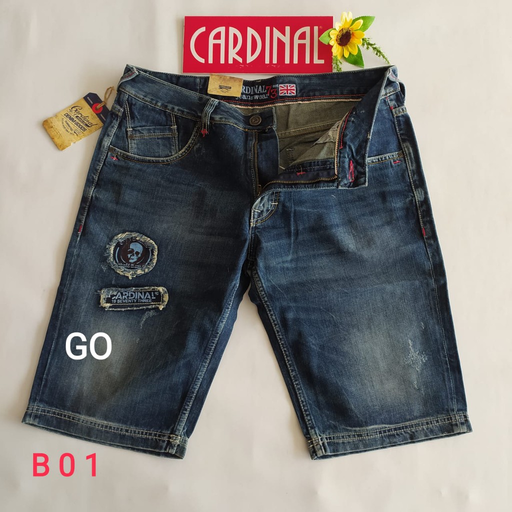 gof 36-CBV CARDINAL JEANS Celana Pria Celana Pendek Bermuda Casual Sobek Slimfit Reguler Fit Reguler