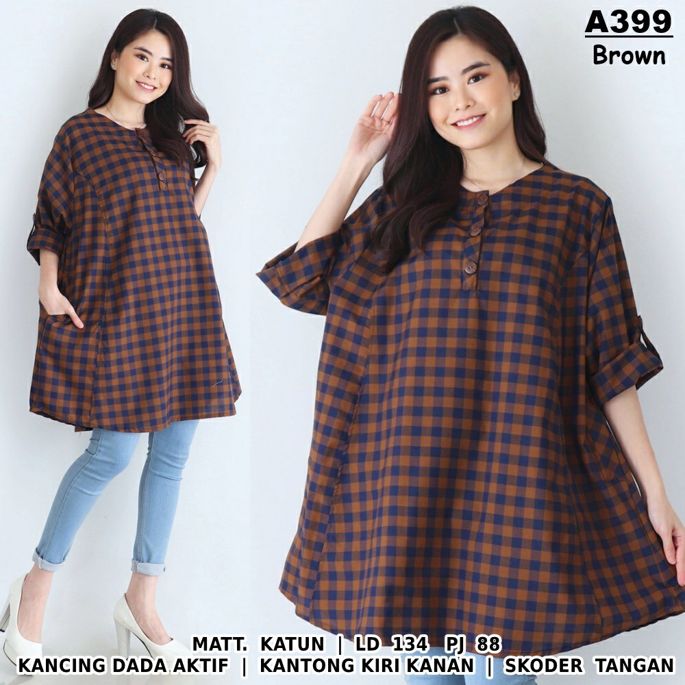 WSE390 - BlouseTunik Oversize Fahira BIG SIZE XXXL Blouse Tunik 3XL LD 134 CM PJ 88 CM Katun Kotak PREMIUM QUALITY