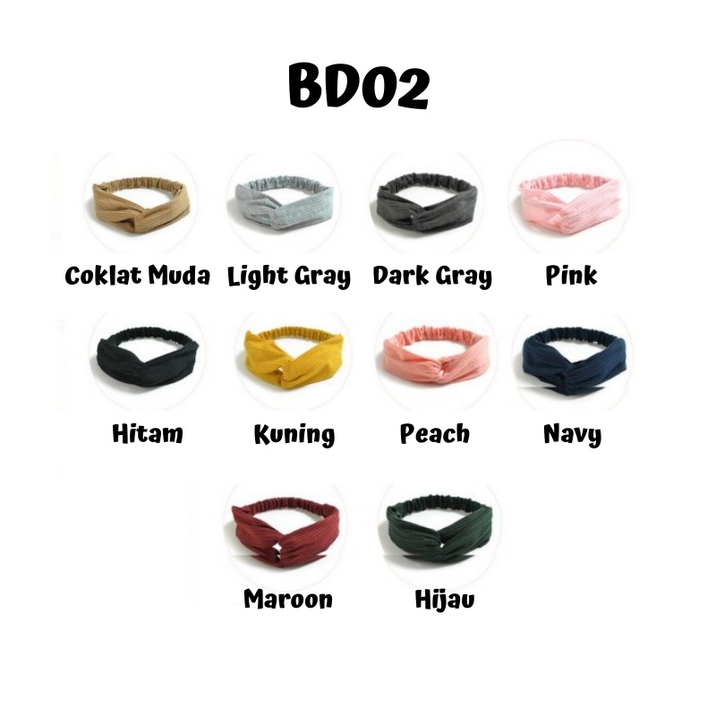 BD01 BD02 Bando Wanita Korea Headband Bandana Simpul Cewek Fashion Y1043