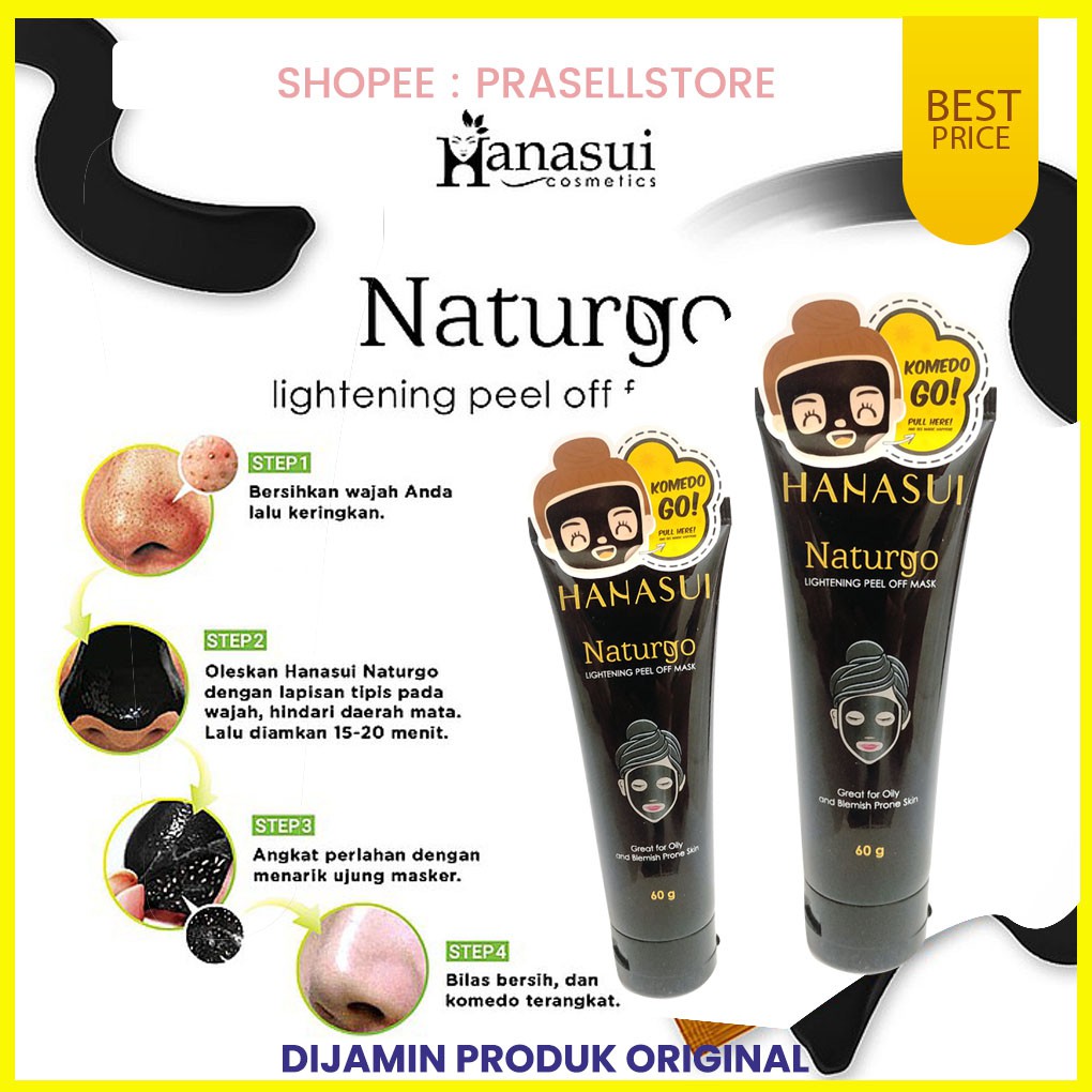 Masker hanasui naturgo black lightening 60g Original 100% Asli