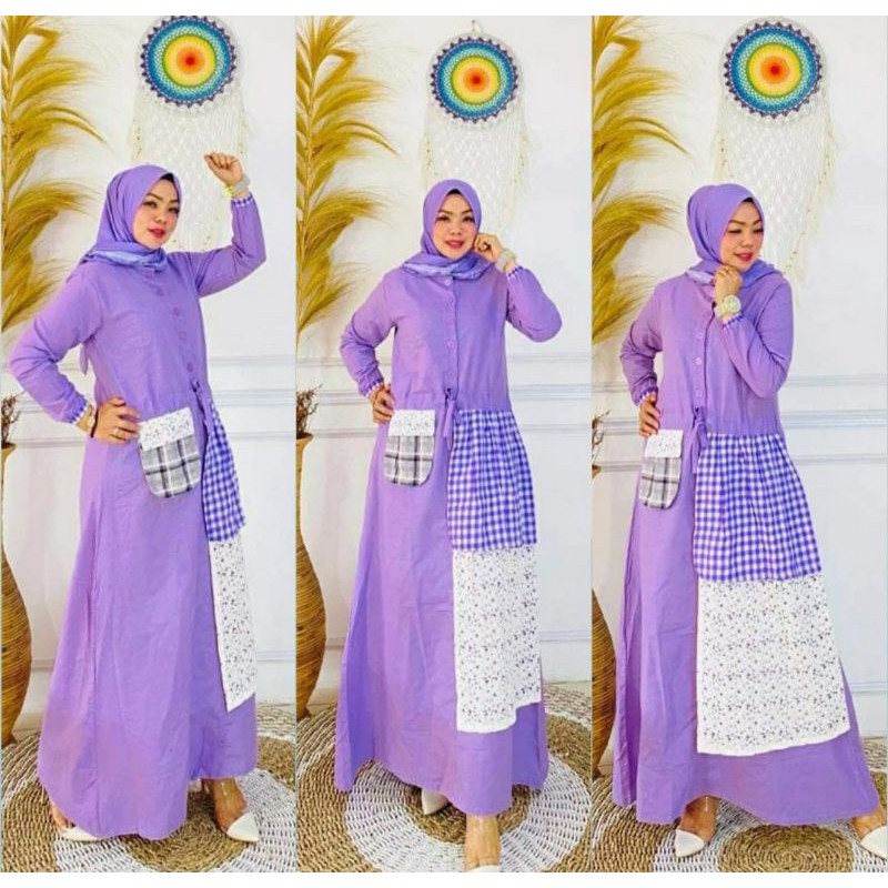 gamis katun rami import ld 108 pjg 135 warna ijo ARMY