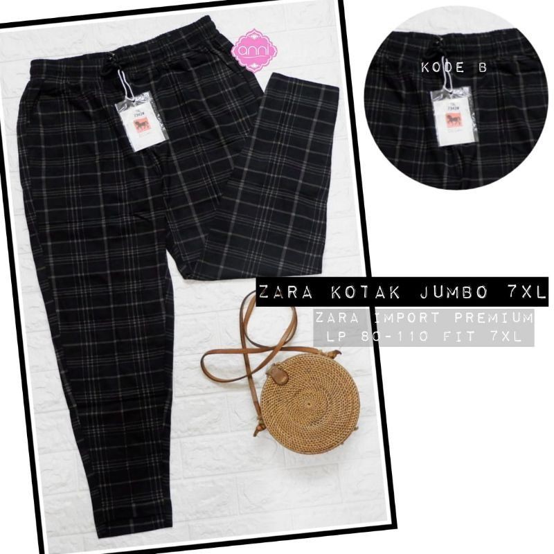 CELANA PANJANG KOTAK TARTAN IMPORT LEGING WANITA IBU BAGGYPANTS POM-POM