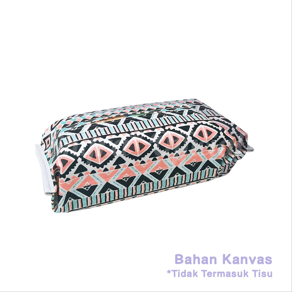 Shifra Pouch Tempat Tissue Kanvas PVC Pattern Daun Paris (TIDAK TERMASUK TISSUE)