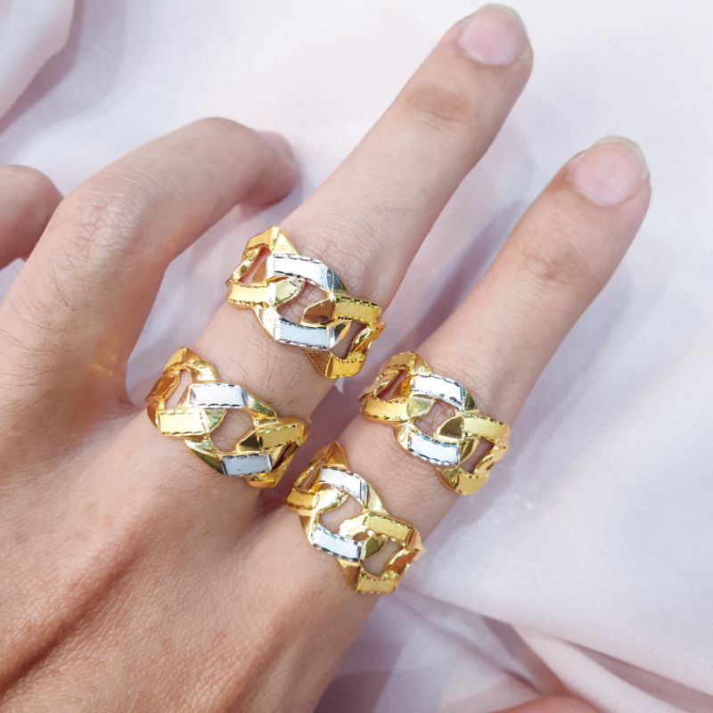 [NEW] Cincin dewasa rantai olympic jumbo kombinasi emas asli kadar 375 8K