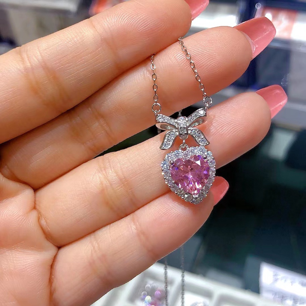 Pandora Kalung 925 Silver Cubic Zirconia Berlian Model Ikatan Simpul Hati Untuk Wanita