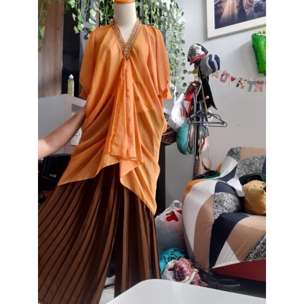 preloved kaftan dan kulot plisket (one set)