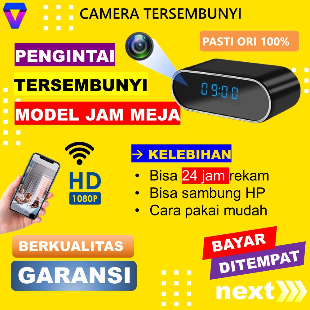 KAMERA PENGINTAI CCTV MINI SPY WIFI WIRELESS IP CAMERA CCTV JAM MEJA 1080P SENSOR GERAK ANDROID JS72