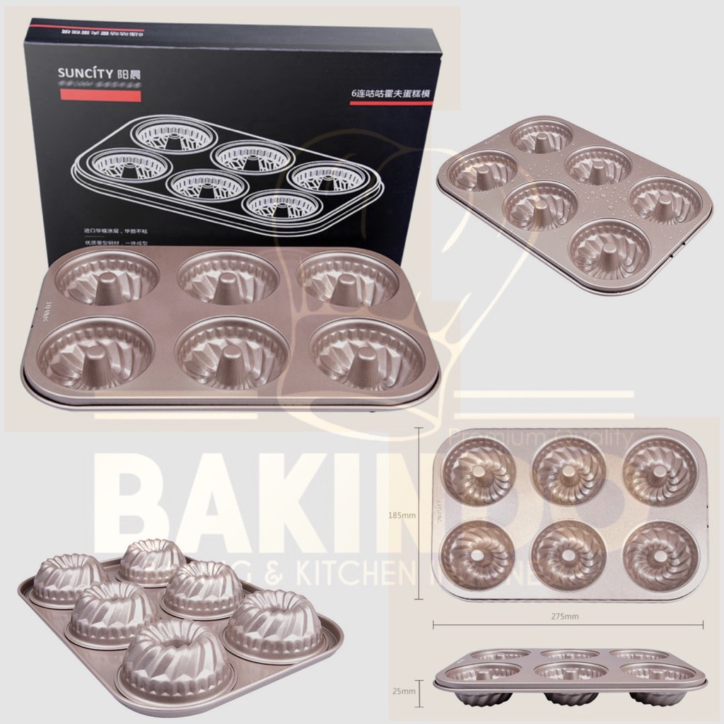 Kingsbakeware Suncity mini 6holes pan Loyang Suncity Cetakan Bolu Donut Mini Cake Premium Puding Kue