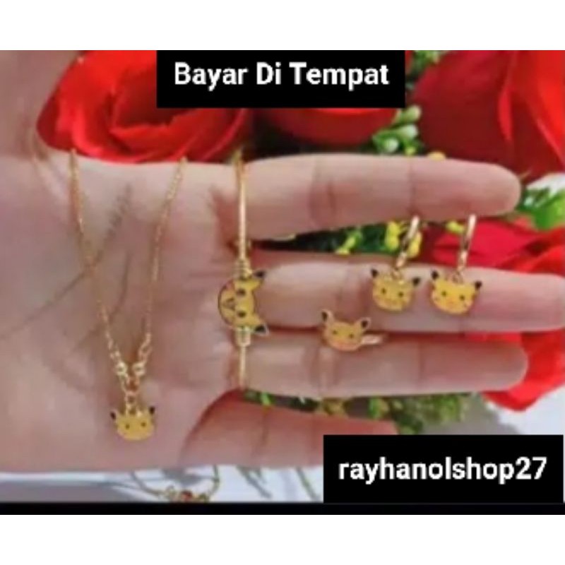 SET PERHIASAN ANAK TITANIUM USIA 1-13THN BANYAK PILIHAN MODEL DAN BENTUK NYA LAPIS EMAS 24 K GOLD