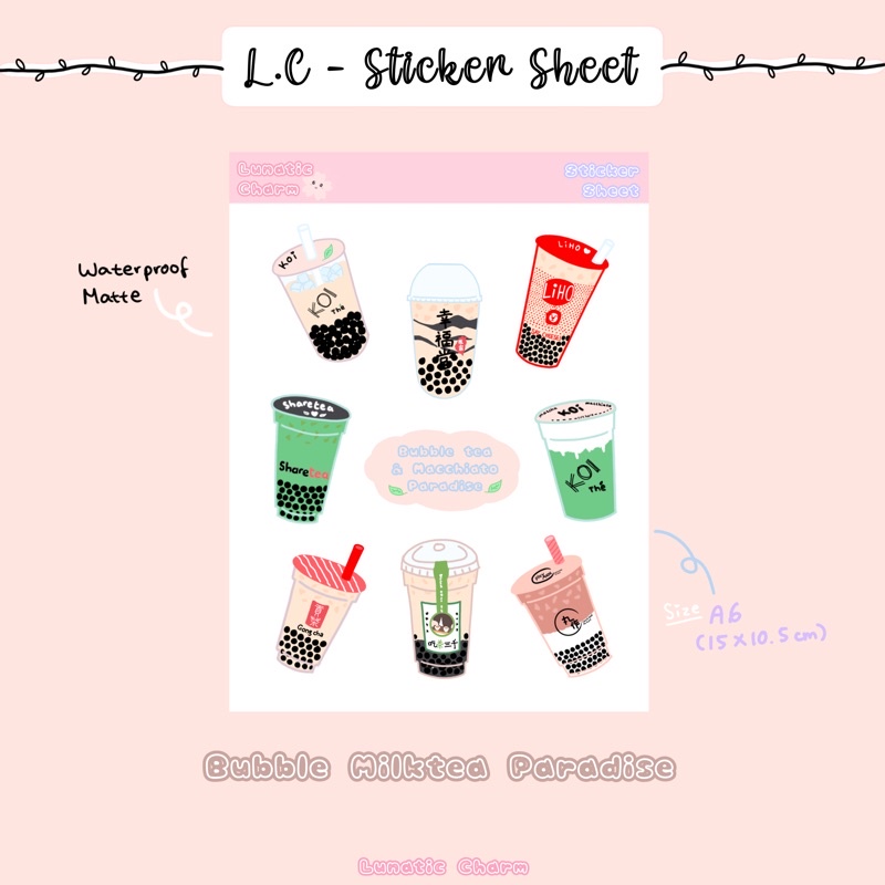 

[L.C] Bubble Milk Tea Paradise Matte/Doff Sticker Sheet by jace_ang